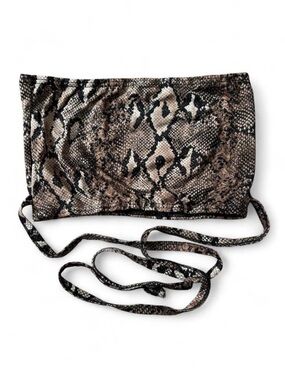 SHEIN Snake-Print Strapless Crop Top in Brown and Black